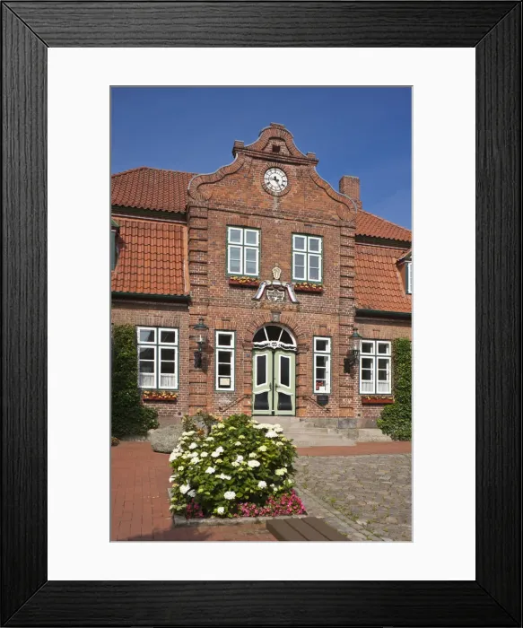 Framed Print : Town Hall, Luetjenburg, Schleswig-Holstein, Germany, Europe