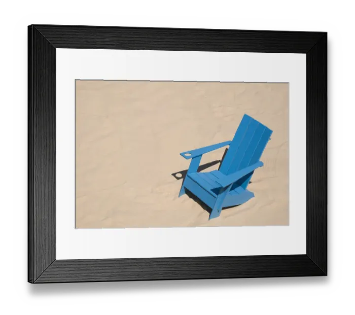 Framed Print : Blue adirondack chair standing on a beach, Old Port of Montreal, Quebec Province, Canada Framed Print : Blue adirondack chair standing on a beach, Old Port of Montreal, Quebec Province, Canada