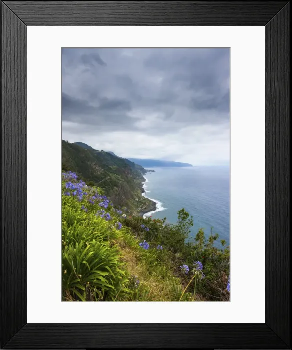 Framed Print : View over the cliffs near Arco de Sao Jorge, Terras de Forca, Sao Jorge, Madeira, Portugal Framed Print : View over the cliffs near Arco de Sao Jorge, Terras de Forca, Sao Jorge, Madeira, Portugal