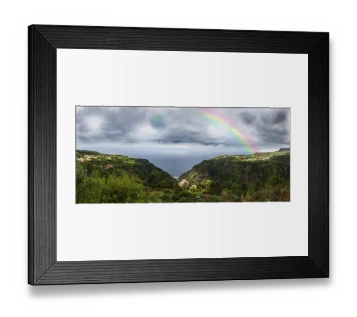 Framed Print : Rainbow above the cliffs at Arco de Sao Jorge, Sao Jorge, Funchal, Madeira, Portugal Framed Print : Rainbow above the cliffs at Arco de Sao Jorge, Sao Jorge, Funchal, Madeira, Portugal