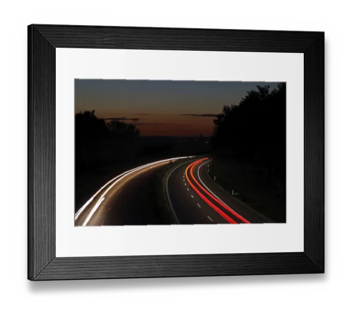 Framed Print : Light trails, dusk, highway, federal road B30, near Biberach, Upper Swabia, Baden-Wuerttemberg, Germany, Europe Framed Print : Light trails, dusk, highway, federal road B30, near Biberach, Upper Swabia, Baden-Wuerttemberg, Germany, Europe