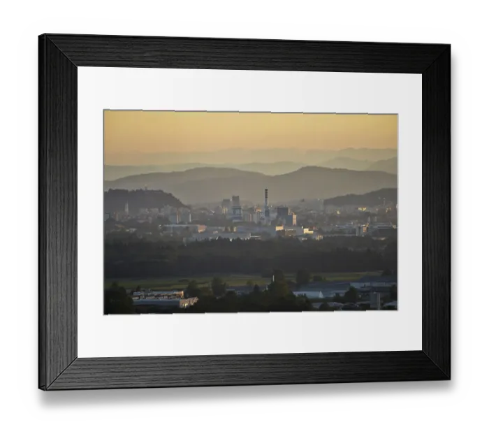 Framed Print : Townscape at sunset, Volavje, Litija, Slovenia Framed Print : Townscape at sunset, Volavje, Litija, Slovenia