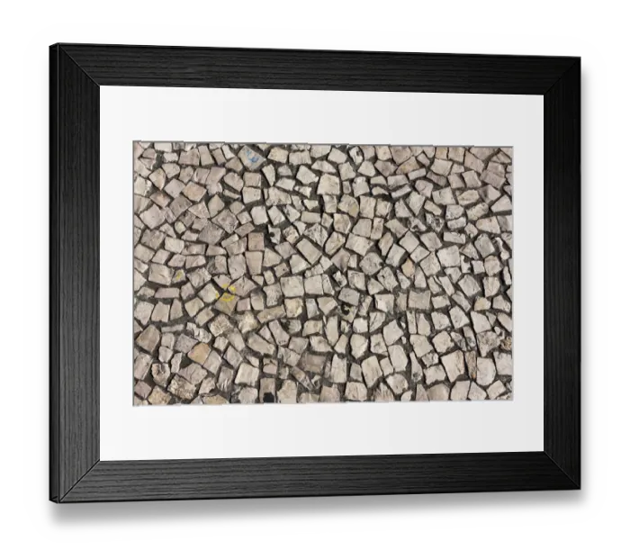 Framed Print : Historic stone paving in the historic town centre of Funchal, Santa Luzia, Funchal, Madeira, Portugal