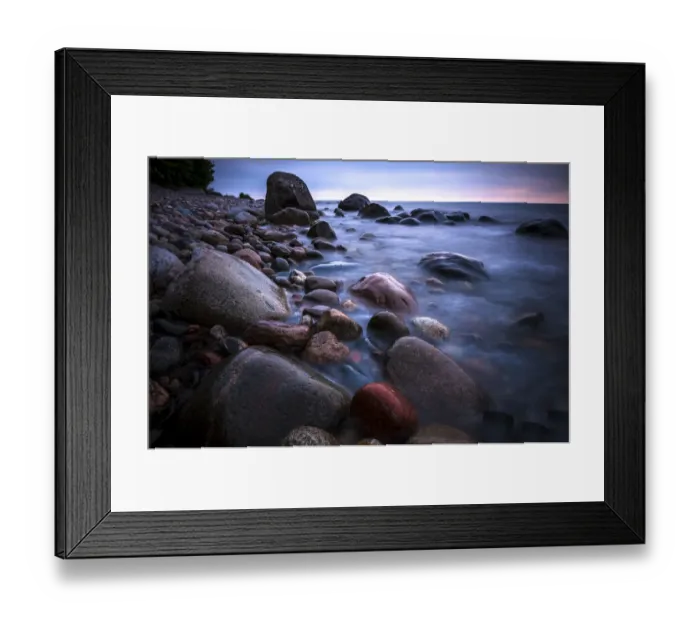 Framed Print : Rocks on a beach at sunset by the sea, bei Nardewitz, Rugen island, Rugen, Mecklenburg-Western Pomerania, Germany Framed Print : Rocks on a beach at sunset by the sea, bei Nardewitz, Rugen island, Rugen, Mecklenburg-Western Pomerania, Germany