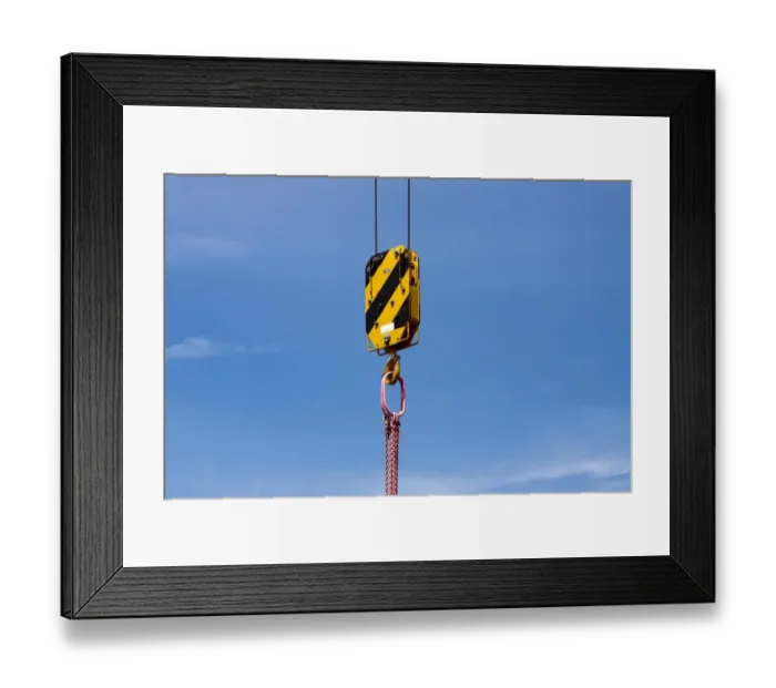 Framed Print : Karabiner or hook of a heavy-duty crane Framed Print : Karabiner or hook of a heavy-duty crane