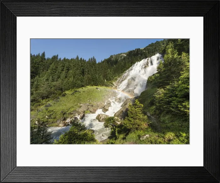 Framed Print : Grawa waterfall at the Wild Water Way, with rainbow, Grawa Alm, mountain pasture, Stubai Valley, Tyrol, Austria, Europe Framed Print : Grawa waterfall at the Wild Water Way, with rainbow, Grawa Alm, mountain pasture, Stubai Valley, Tyrol, Austria, Europe