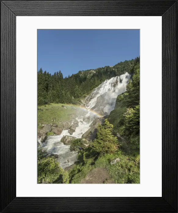 Framed Print : Grawa waterfall at the Wild Water Way, with rainbow, Grawa Alm, mountain pasture, Stubai Valley, Tyrol, Austria, Europe Framed Print : Grawa waterfall at the Wild Water Way, with rainbow, Grawa Alm, mountain pasture, Stubai Valley, Tyrol, Austria, Europe