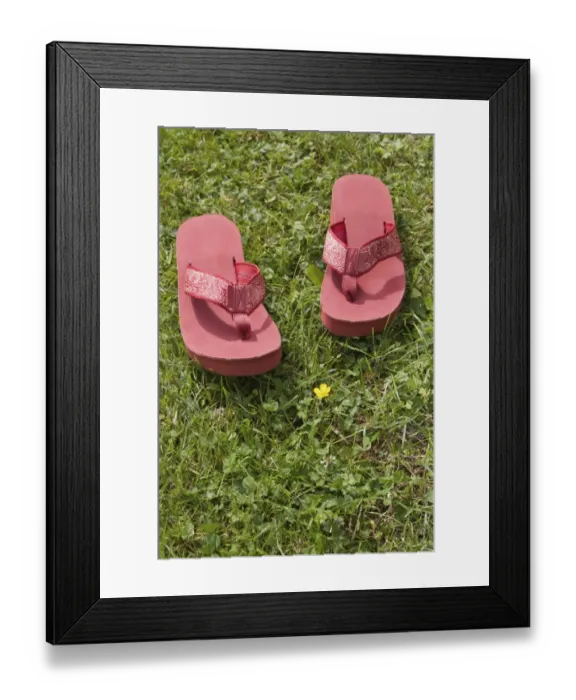 Framed Print : Flip flops on grass Framed Print : Flip flops on grass