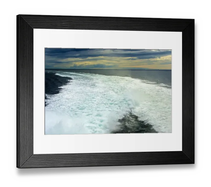Framed Print : Spray in a ship wake at sea, at sunset, North Sea Framed Print : Spray in a ship wake at sea, at sunset, North Sea