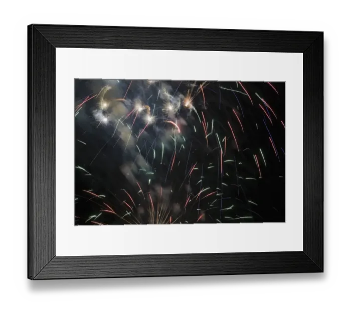 Framed Print : Colourful fireworks in the night sky, Laval, Quebec Province, Canada Framed Print : Colourful fireworks in the night sky, Laval, Quebec Province, Canada