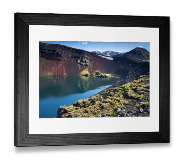 Framed Print : Ljotipollur volcanic crater, Landmannalaugar, Fjallabak Nature Reserve, Highlands, Iceland, Europe Framed Print : Ljotipollur volcanic crater, Landmannalaugar, Fjallabak Nature Reserve, Highlands, Iceland, Europe