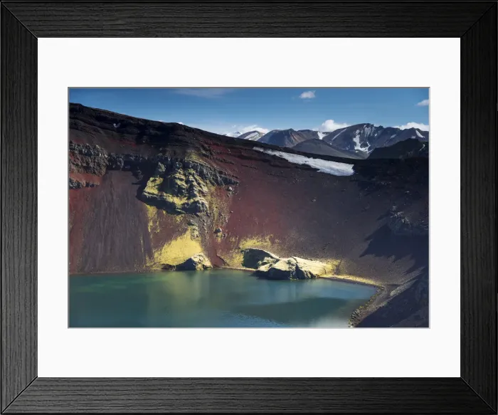 Framed Print : Ljotipollur volcanic crater, Landmannalaugar, Fjallabak Nature Reserve, Highlands, Iceland, Europe Framed Print : Ljotipollur volcanic crater, Landmannalaugar, Fjallabak Nature Reserve, Highlands, Iceland, Europe