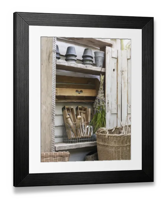 Framed Print : Still life, old garden accessories, zinc pots and tools Framed Print : Still life, old garden accessories, zinc pots and tools