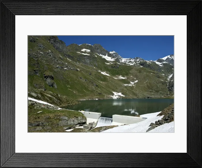 Framed Print : At Lac de Louvie mountain lake, Val de Bagnes valley, Canton of Valais, Switzerland Framed Print : At Lac de Louvie mountain lake, Val de Bagnes valley, Canton of Valais, Switzerland