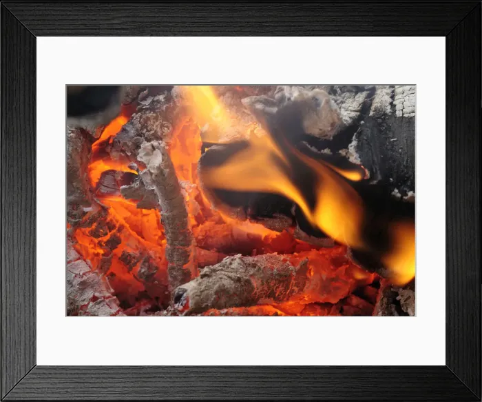 Framed Print : Wood fire