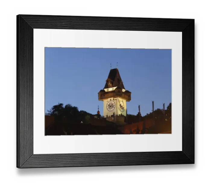 Framed Print : Clock tower on Schlossberg, castle hill, Graz, Styria, Austria, Europe Framed Print : Clock tower on Schlossberg, castle hill, Graz, Styria, Austria, Europe