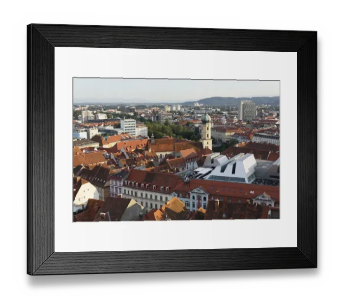 Framed Print : View from Schlossberg, castle hill, Cafe Lounge on the roof of Kastner and Oehler, Franciscan Church, Graz, Styria, Austria, Europe, PublicGround Framed Print : View from Schlossberg, castle hill, Cafe Lounge on the roof of Kastner and Oehler, Franciscan Church, Graz, Styria, Austria, Europe, PublicGround
