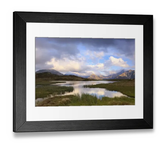 Framed Print : Cloudy sky at Jaufenpass, Passo di Monte Giovo, mountain lake, evening mood, Sterzing, South Tyrol, Italy Framed Print : Cloudy sky at Jaufenpass, Passo di Monte Giovo, mountain lake, evening mood, Sterzing, South Tyrol, Italy