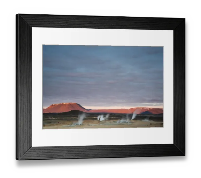 Framed Print : Steaming solfataras, fumaroles, mud pools, sulfur and other minerals, Hveraroend geothermal area, Namafjall mountains, Myvatn area, Norourland eystra, the north-east region, Iceland, Europe