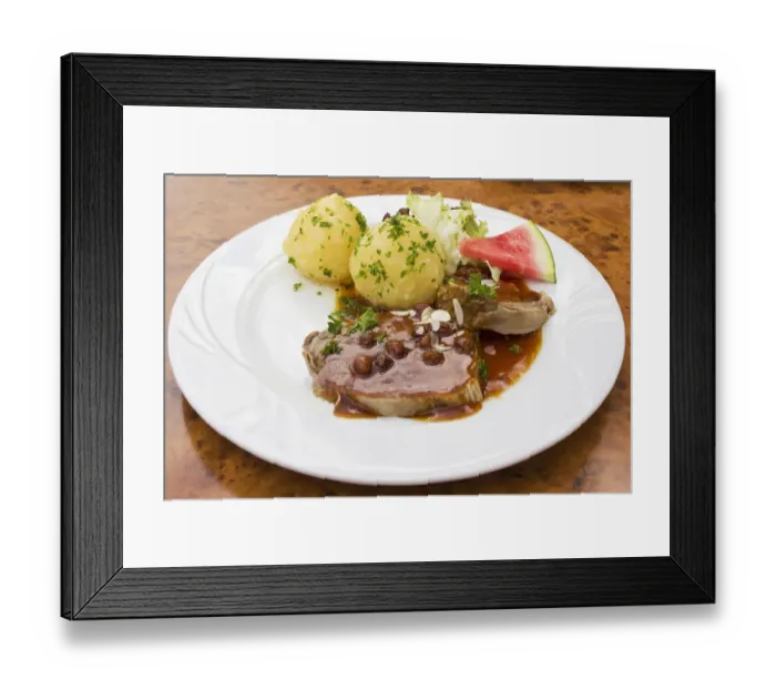 Framed Print : Sauerbraten, marinated pot roast with potato dumplings Framed Print : Sauerbraten, marinated pot roast with potato dumplings