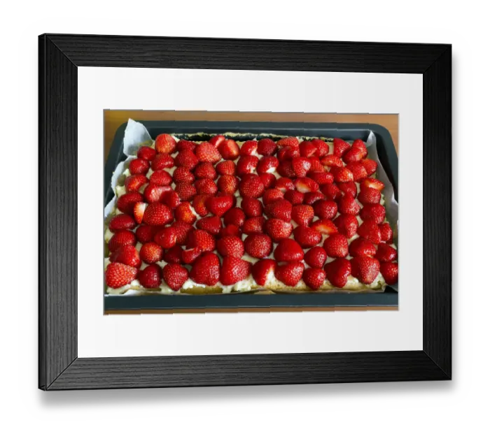 Framed Print : A strawberry cake on a baking sheet Framed Print : A strawberry cake on a baking sheet