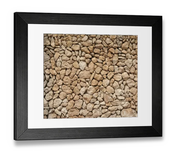 Framed Print : Typical Balearic dry stone wall made of yellow and red boulders Framed Print : Typical Balearic dry stone wall made of yellow and red boulders