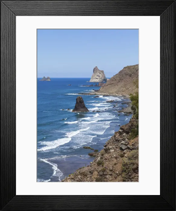 Framed Print : Cliffs in the Anaga Mountains with the Playa de Roque de las Bodegas beach, Almaciga, Almaciga, Tenerife, Canary Islands, Spain Framed Print : Cliffs in the Anaga Mountains with the Playa de Roque de las Bodegas beach, Almaciga, Almaciga, Tenerife, Canary Islands, Spain