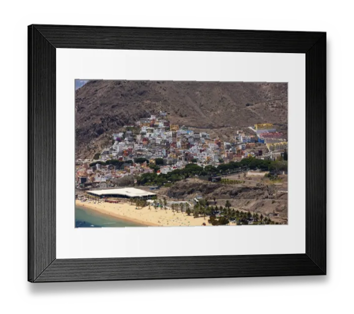 Framed Print : Village of San Andres with the Playa de las Teresitas beach, San Andres, La Montanita, Tenerife, Canary Islands, Spain