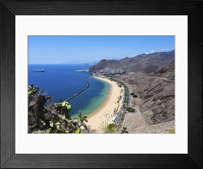 Framed Print : The sandy beach of Playa de las Teresitas, birds eye view, San Andres, La Montanita, Tenerife, Canary Islands, Spain Framed Print : The sandy beach of Playa de las Teresitas, birds eye view, San Andres, La Montanita, Tenerife, Canary Islands, Spain