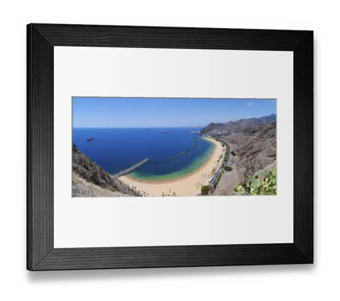 Framed Print : The sandy beach of Playa de las Teresitas, birds eye view, San Andres, La Montanita, Tenerife, Canary Islands, Spain Framed Print : The sandy beach of Playa de las Teresitas, birds eye view, San Andres, La Montanita, Tenerife, Canary Islands, Spain