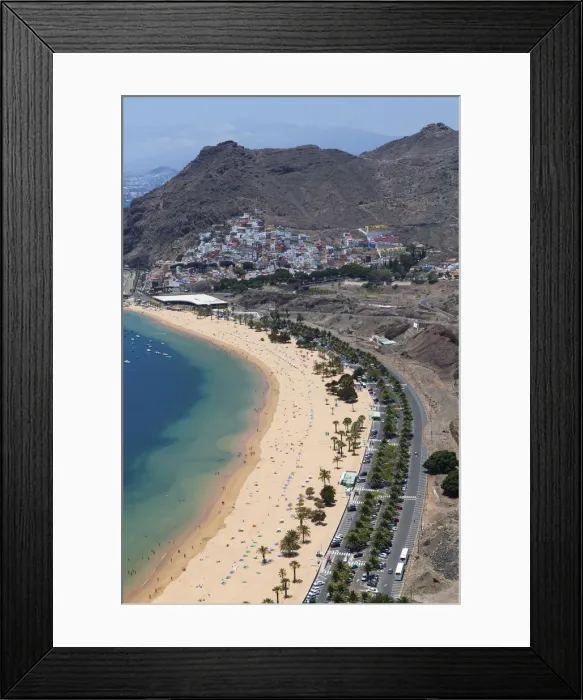 Framed Print : The sandy beach of Playa de las Teresitas, birds eye view, San Andres, La Montanita, Tenerife, Canary Islands, Spain Framed Print : The sandy beach of Playa de las Teresitas, birds eye view, San Andres, La Montanita, Tenerife, Canary Islands, Spain