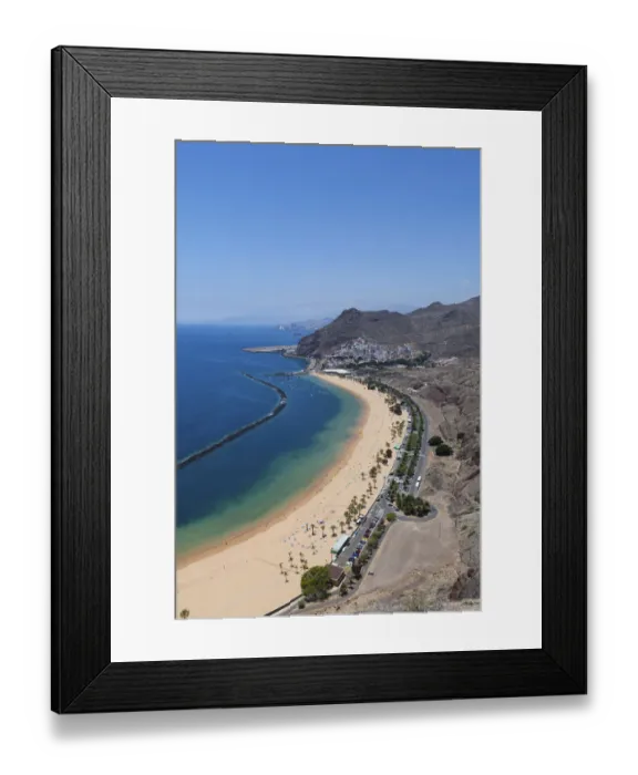 Framed Print : The sandy beach of Playa de las Teresitas, birds eye view, San Andres, La Montanita, Tenerife, Canary Islands, Spain Framed Print : The sandy beach of Playa de las Teresitas, birds eye view, San Andres, La Montanita, Tenerife, Canary Islands, Spain