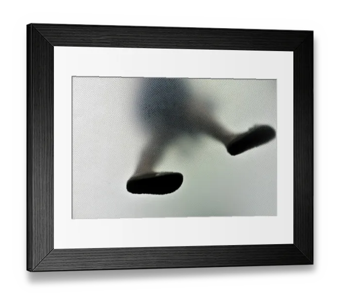 Framed Print : Anonymous walking person from below