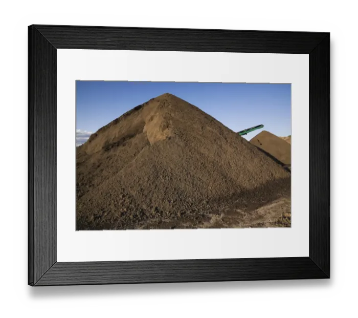 Framed Print : Stacking conveyor and mounds of sand in a commercial sandpit, Quebec, Canada Framed Print : Stacking conveyor and mounds of sand in a commercial sandpit, Quebec, Canada