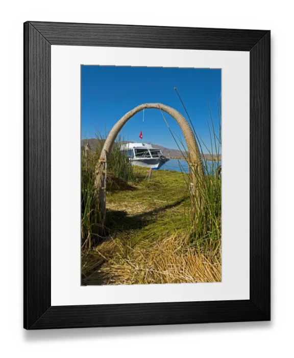 Framed Print : Floating islands of the Uros on Lake Titicaca, Peru