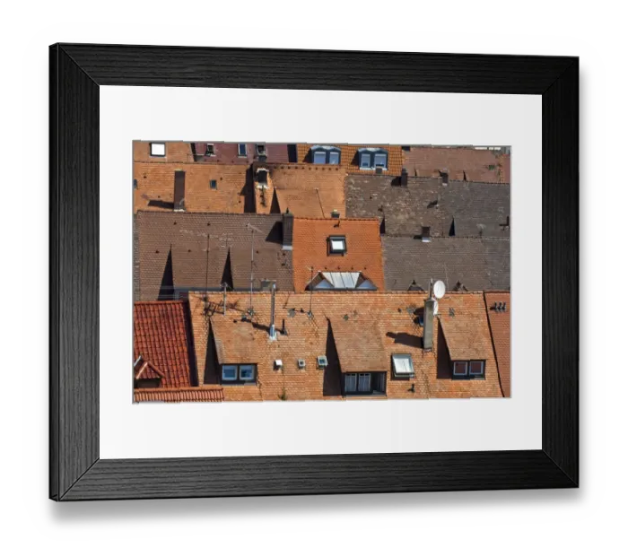 Framed Print : View of the tiled roofs of the historic centre, Breisach am Rhein, Baden-Wurttemberg, Germany
