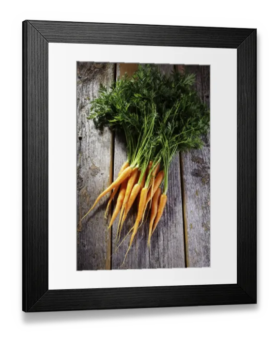 Framed Print : Fresh carrots on rustic wood