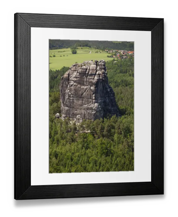 Framed Print : Falkenstein rock in the Elbe Sandstone Mountains, Saxony, Germany, Europe