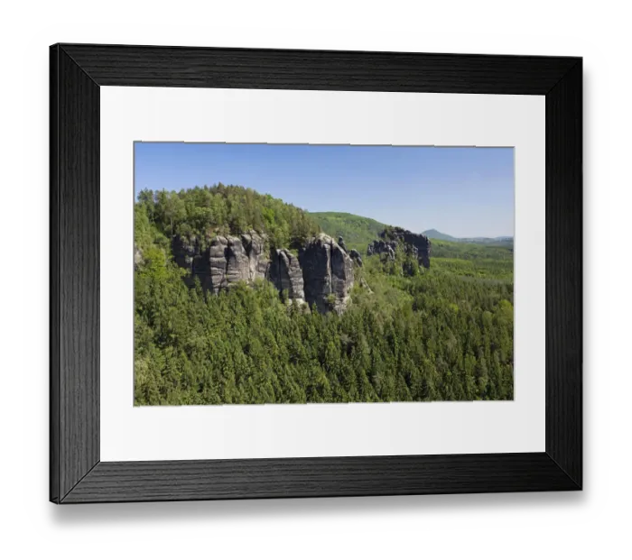 Framed Print : Breite Kluft, literally wide gap, near the Affensteine Rocks in the Elbe Sandstone Mountains, Saxony, Germany, Europe
