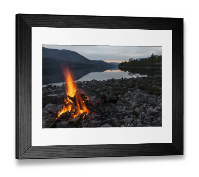 Framed Print : Campfire at Loch Arkaig, Fort William, Highlands, Scotland, United Kingdom Framed Print : Campfire at Loch Arkaig, Fort William, Highlands, Scotland, United Kingdom