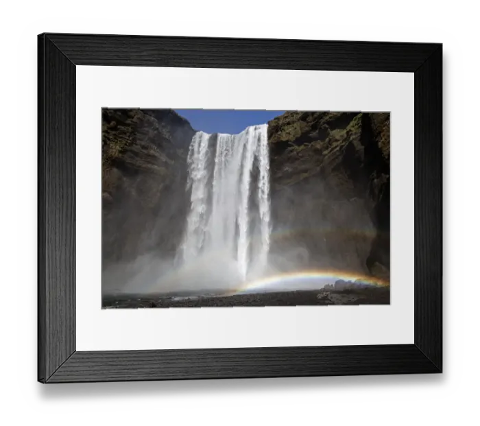 Framed Print : Waterfall with a rainbow, Skogafoss, Iceland