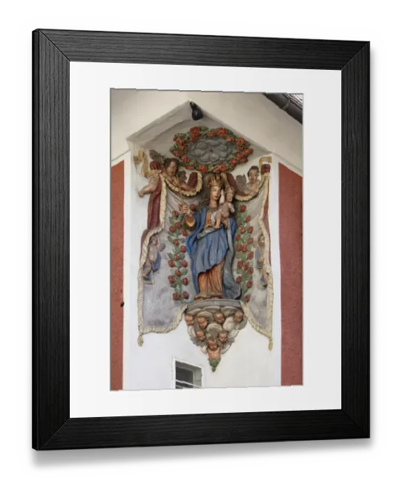 Framed Print : Madonna figure on Prinzenamtshaus building, Vordernberg, Upper Styria, Styria, Austria, Europe, PublicGround Framed Print : Madonna figure on Prinzenamtshaus building, Vordernberg, Upper Styria, Styria, Austria, Europe, PublicGround