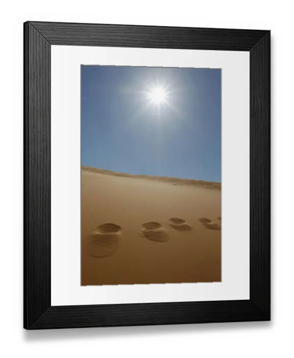 Framed Print : Footprints in the sand and the sun at Coral Pink Sand Dunes State Park, Utah, USA Framed Print : Footprints in the sand and the sun at Coral Pink Sand Dunes State Park, Utah, USA