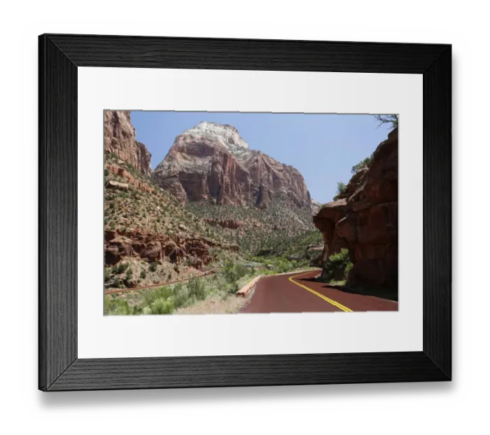 Framed Print : Red Road in the mountains of Zion National Park, Utah, USA Framed Print : Red Road in the mountains of Zion National Park, Utah, USA