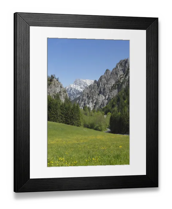 Framed Print : View of Gesaeuse National Park as seen from Johnsbach, Ennstal Alps, Upper Styria, Styria, Austria, Europe
