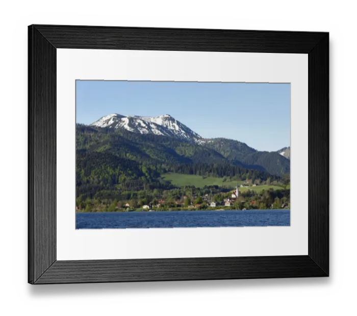 Framed Print : Bad Wiessee and Hirschberg mountain, lake Tegernsee, Tegernsee valley, Upper Bavaria, Bavaria, Germany, Europe