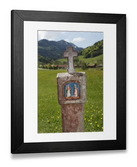 Framed Print : St. Rupert and St. Virgil on a wayside shrine, Ruhpolding, Chiemgau region, Upper Bavaria, Bavaria, Germany, Europe, PublicGround