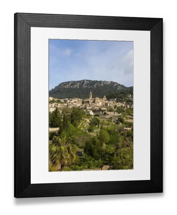 Framed Print : View of the old town of Valldemossa with the parish church of Sant Bartomeu, Serra de Tramuntana, Northwestern Coast, Mallorca, Majorca, Balearic Islands, Spain, Europe Framed Print : View of the old town of Valldemossa with the parish church of Sant Bartomeu, Serra de Tramuntana, Northwestern Coast, Mallorca, Majorca, Balearic Islands, Spain, Europe
