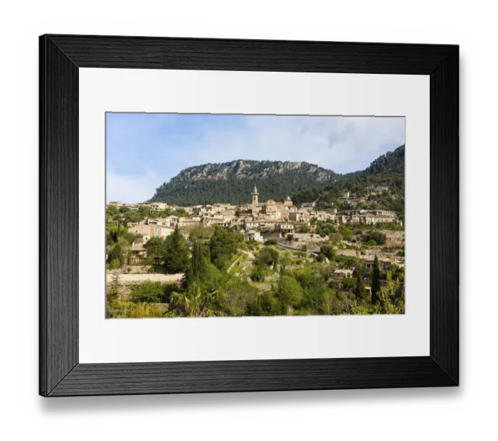 Framed Print : View of the old town of Valldemossa and the parish church of Sant Bartomeu, Serra de Tramuntana, Northwestern Coast, Mallorca, Majorca, Balearic Islands, Spain, Europe Framed Print : View of the old town of Valldemossa and the parish church of Sant Bartomeu, Serra de Tramuntana, Northwestern Coast, Mallorca, Majorca, Balearic Islands, Spain, Europe