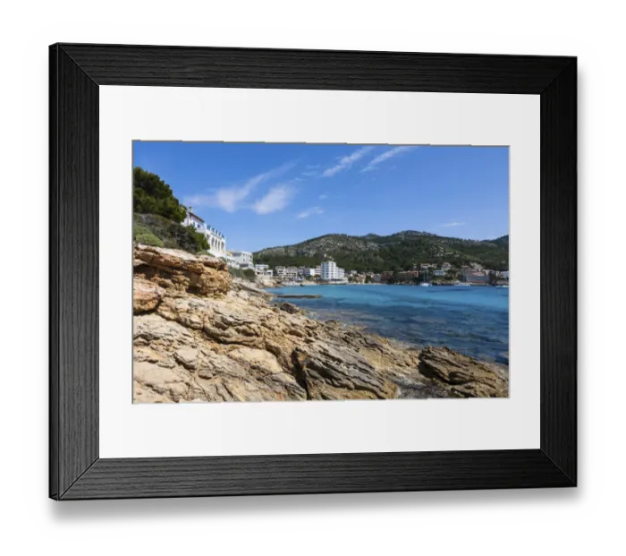 Framed Print : Bay of Sant Elm, municipality of Andratx, Sant Elm, Mallorca, Balearic Islands, Mediterranean Sea, Spain, Europe